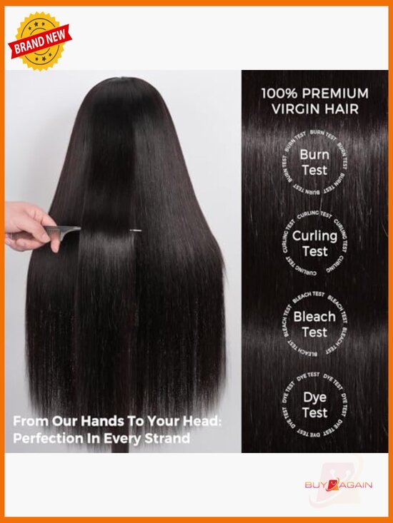 13x6 HD Lace Front Wig Human Hair 180 Density Pre Plucked Glueless Straight main image 4